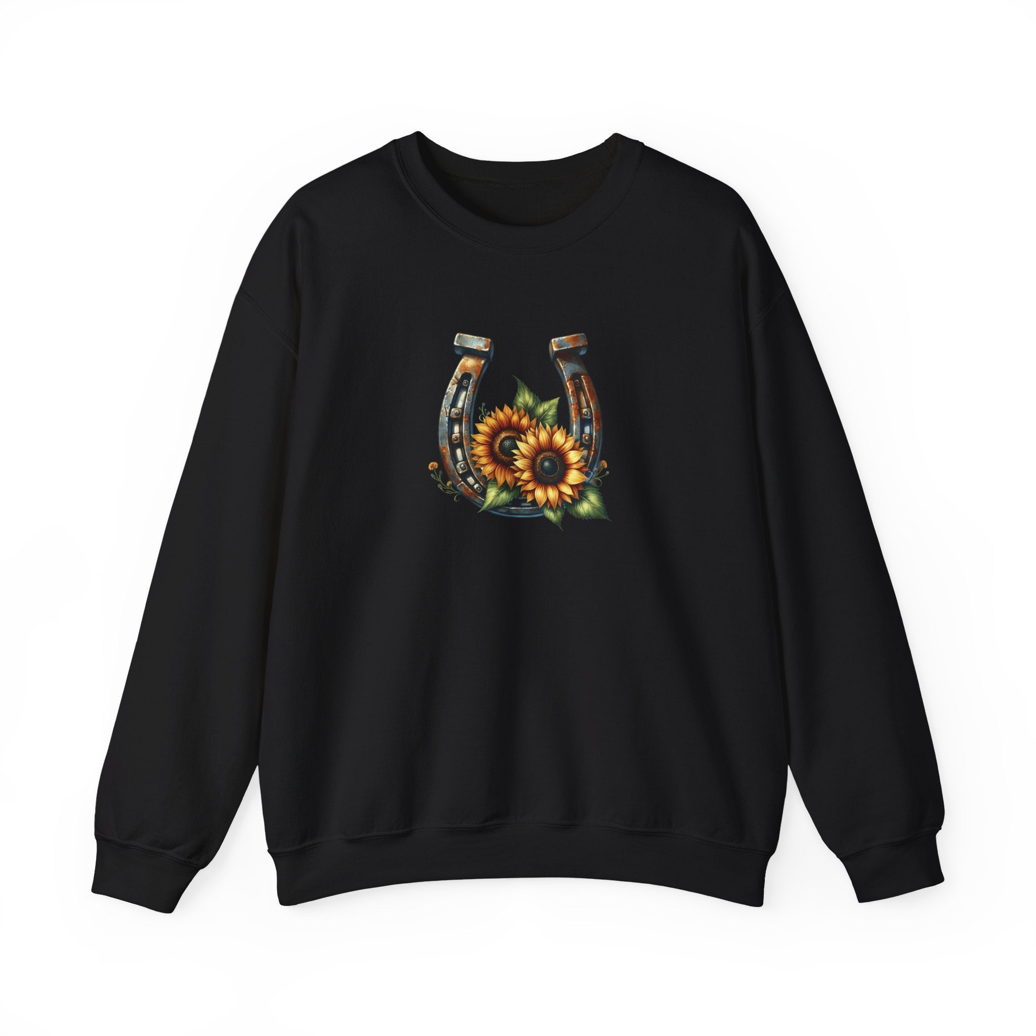 Sunflower Horseshoe Sweatshirt 🌻🐴🖤